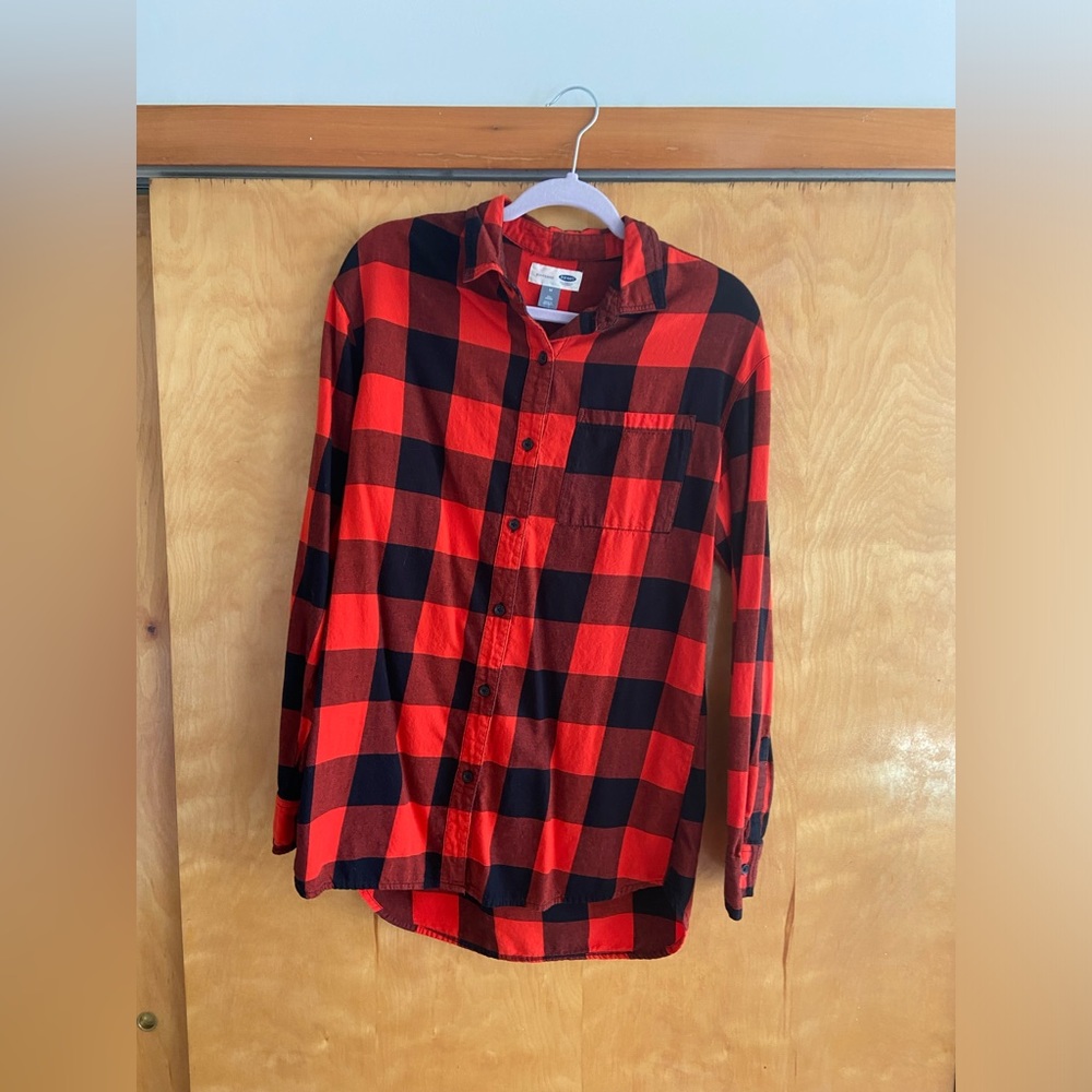Old Navy Women's Boyfriend Plaid Shirt Size Medium Tall
